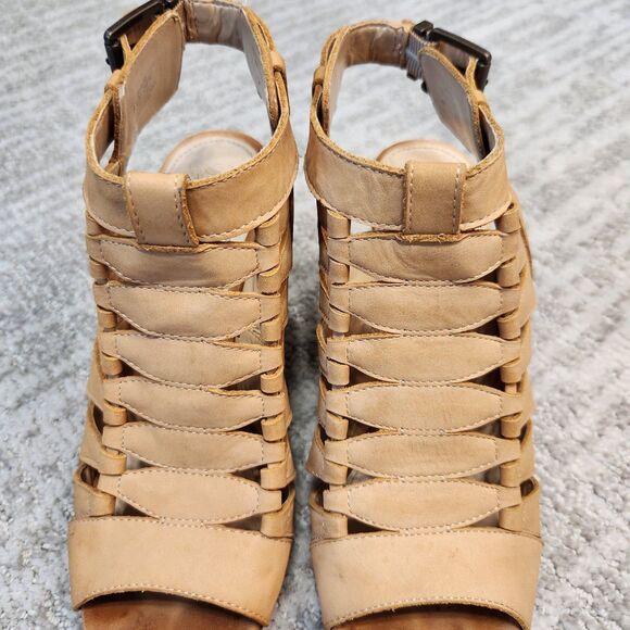 Vince Camuto Elika tan brown sandal block heels Size 8.5 ladies - Picture 4 of 9